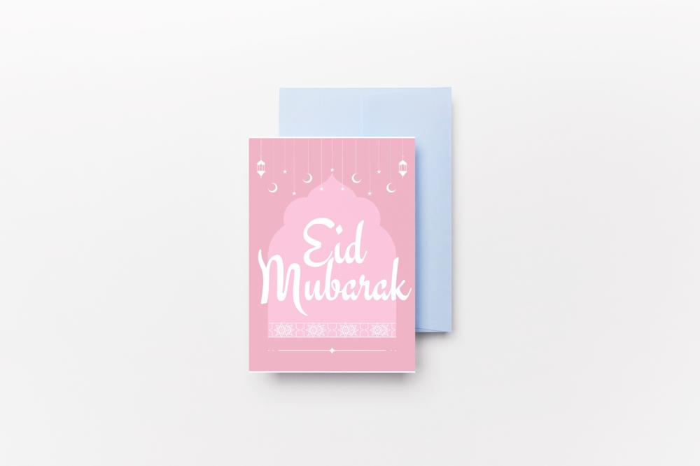 Eid Mubarak Pink Card