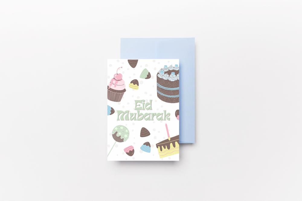 Eid Mubarak Food Cards Pack Of Four